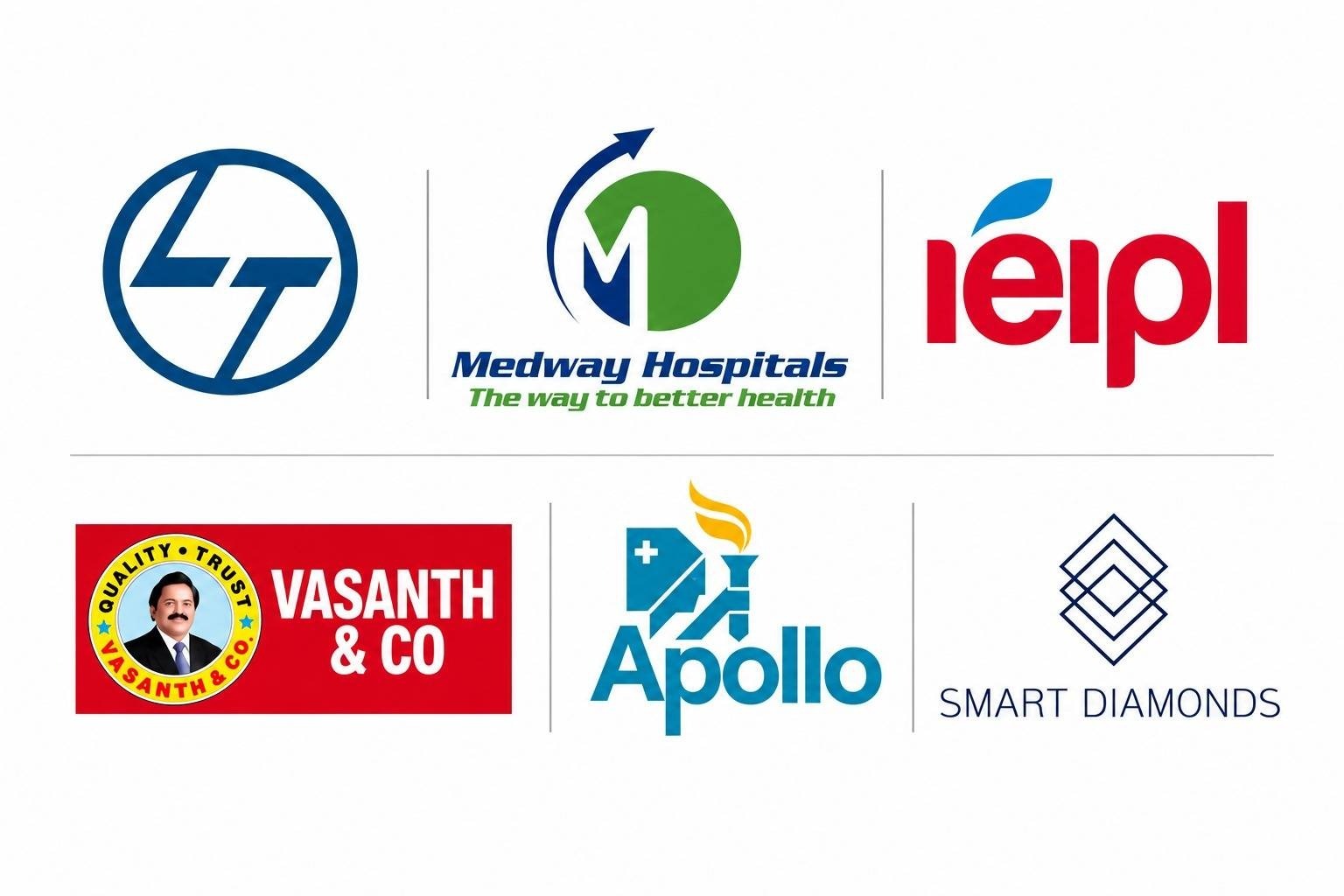 Galatta Events key client logos including L&T, Medway Hospitals, IEPL, Vasanth & Co, Apollo and Smart Diamonds